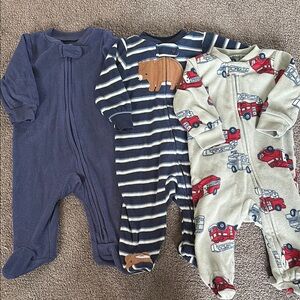 Striped Navy and Cream Bear Kids One Piece